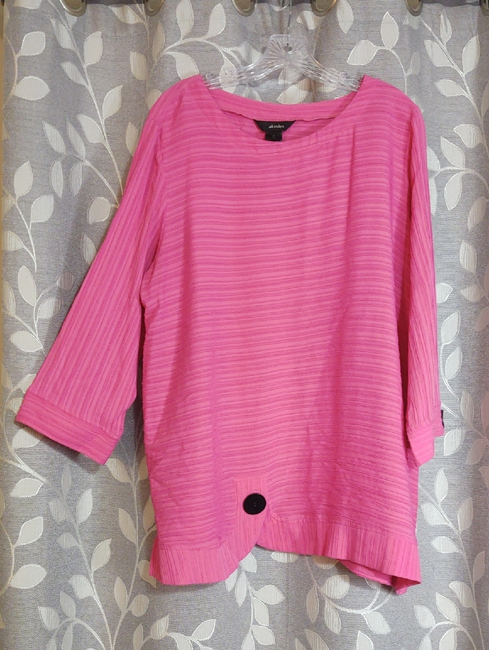 Ali Miles Pink Women's Textured Lightweight Tunic Top size XL